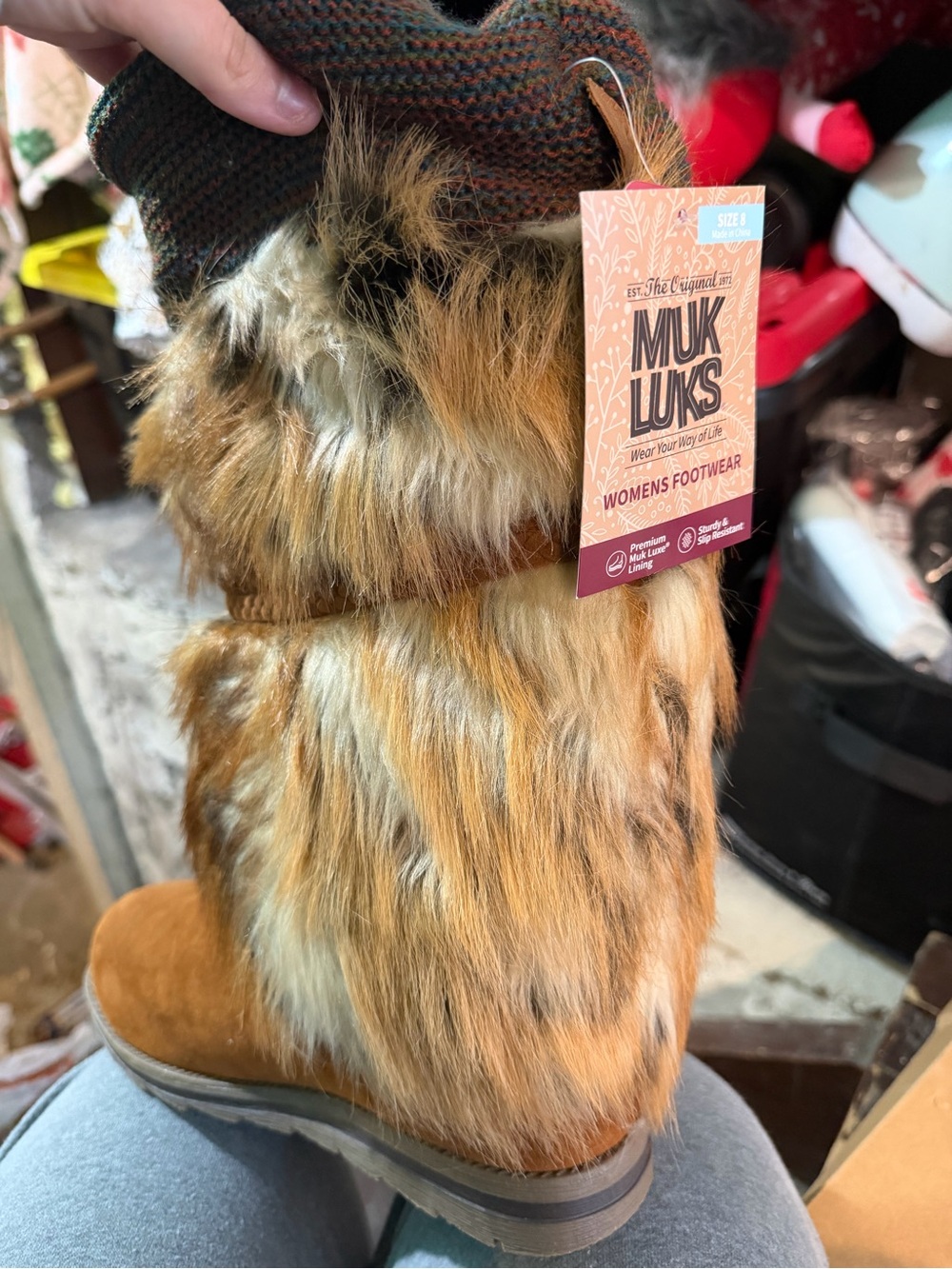 Muk Luks Faux Fur Winter Boot in Tan and Brown